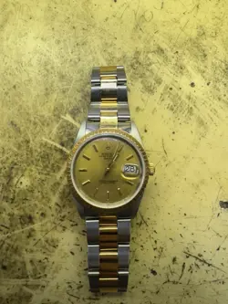 ROLEX REF 15223 DATE TWO TONE GOLD DIAL MEN'S 34MM WATCH CIRCA 2000