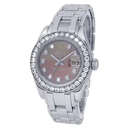 ROLEX DATEJUST 18K WHITE GOLD PEARLMASTER DIAMONDS MOTHER OF PEARL WATCH 80299