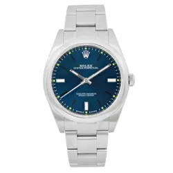 ROLEX OYSTER PERPETUAL 39MM STEEL BLUE DIAL AUTOMATIC MENS WATCH 114300