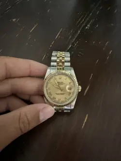 ROLEX MEN'S DATEJUST 18K YELLOW GOLD STEEL WATCH 16233