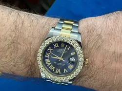 Rolex 11633 Date Just Roman Numerals Datejust Real Diamond Bezel