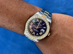 Rolex 11633 Date Just Roman Numerals Datejust Real Diamond Bezel