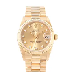 ROLEX DATEJUST 31, 68278, PRESIDENT BRACELET, YELLOW GOLD, CHAMPAGNE DIAMOND ...