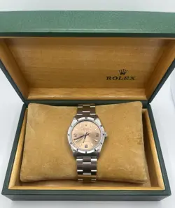 MINT ROLEX AIR-KING 14010 SILVER OYSTER BRACELET WITH SALMON DIAL
