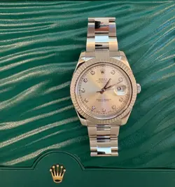 ROLEX DATEJUST II 41MM SILVER DIAMOND DIAL 116334 MEN’S WATCH BOX/BOOK GORGEOUS!