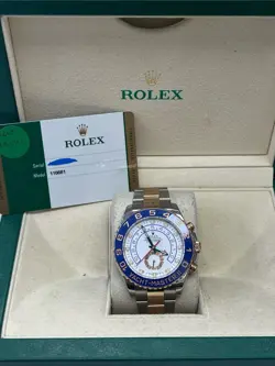 ROLEX YACHT-MASTER II 116681 2 TONE OYSTER BRACELET WITH BLUE BEZEL BOX & PAPERS