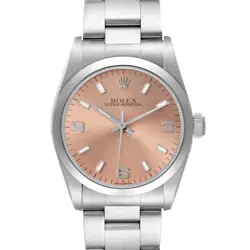 ROLEX OYSTER PERPETUAL MIDSIZE SALMON DIAL STEEL LADIES WATCH 67480