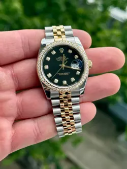 2018 ROLEX DATEJUST 116243 BLACK DIAMOND DIAL & DIAMOND BEZEL W/ BOX & PAPERS