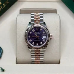 ROLEX LADY-DATEJUST PURPLE AUBERGINE DIAMOND DIAL TWO TONE FLUTED JUBILEE