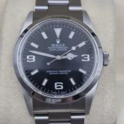 MINT ROLEX EXPLORER I 14270 AUTOMATIC 36MM STEEL BLACK DIAL WATCH