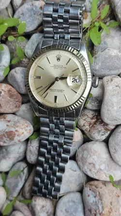 VINTAGE ROLEX DATEJUST 1601 SILVER PIE-PAN DIAL MEN'S AUTOMATIC WATCH 1963