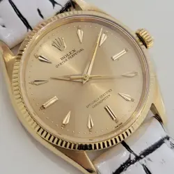 MENS ROLEX OYSTER PERPETUAL 6567 18K GOLD 34MM AUTOMATIC 1950S VINTAGE RJC193