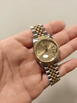 ROLEX OYSTER PERPETUAL DATE 34MM TWO TONE JUBILEE YELLOW GOLD 15233 1991