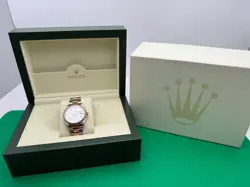 1990s Vintage Rolex 15223 Date 34mm 18K Yellow Gold Steel White Roman Dial Watch