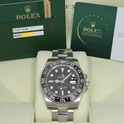 ROLEX GMT-MASTER II STAINLESS STEEL BLACK CERAMIC BEZEL WATCH 116710LN, FULL SET
