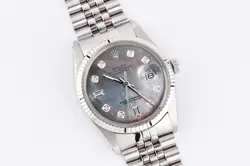 ROLEX DATEJUST 16014 STEEL & WHITE GOLD 36MM MOTHER OF PEARL DIAMOND DIAL