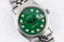 ROLEX DATEJUST REF.16014 STAINLESS STEEL & WHITE GOLD 36MM GREEN DIAMOND DIAL