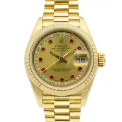 ROLEX DATEJUST 10P RUBY DIAMOND S WRIST WATCH 69178LR AUTO 18KYG GOLD USE WOMEN