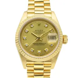 ROLEX DATEJUST 10P DIAMOND U WRIST WATCH 69178G AUTO 18KYG GOLD USED WOMEN