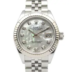 ROLEX DATEJUST 10P DIAMOND WRIST WATCH 279174NG AUTO 18KWG GOLD SS USED WOMEN