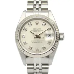 ROLEX DATEJUST 10P DIAMOND A WRIST WATCH 79174G AUTO 18KWG GOLD SS USED WOMEN