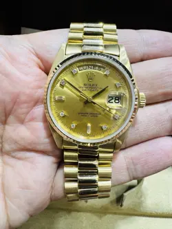 Rolex 18K Day-Date President Ref 18038 Factory Diamond Dial 36mm Mens Watch!