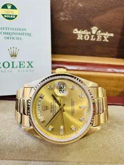 Rolex 18K Day-Date President Ref 18038 Factory Diamond Dial 36mm Mens Watch!