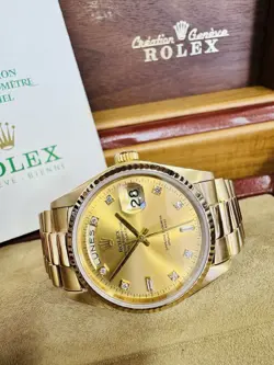 Rolex 18K Day-Date President Ref 18038 Factory Diamond Dial 36mm Mens Watch!