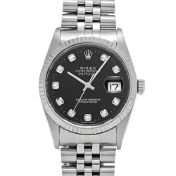 ROLEX DATEJUST 16234G BLACK/DIAMOND WATCH 681887