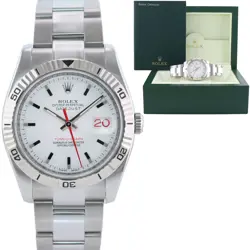 MINT ROLEX DATEJUST TURN-O-GRAPH 116264 STEEL WHITE GOLD FLUTED BEZEL WATCH BOX