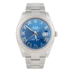 ROLEX DATEJUST 41 STAINLESS STEEL BLUE DIAL FLUTED OYSTER 126334 FULL SET