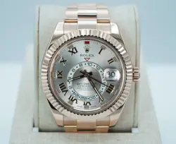 ROLEX 326935 SKY-DWELLER 18K ROSE GOLD SUNDUST ROMAN DIAL BOXES PAPERS