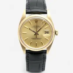 ROLEX VINTAGE OYSTER DATE 1503 MEN'S 14K GOLD LEATHER WATCH 1978 141455653