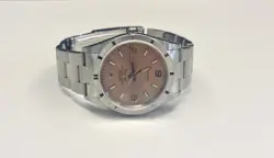 ROLEX AIR-KING 34MM STEEL PINK ROSE DIAL  OYSTER BAND WATCH
