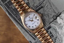 ROLEX PRESIDENT 18238 DAY DATE 18K YELLOW GOLD WHITE ROMAN DOUBLE QUICKSET