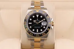 ROLEX GMT-MASTER II 40MM TWO-TONE BLACK DIAL 116713LN 2013 CARD 18K GOLD