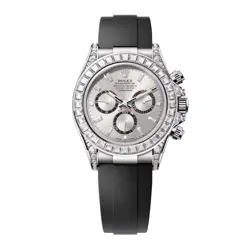 ROLEX DAYTONA WATCH 40MM SILVER DIAMOND BAGUETTE INDEX MARKERS DIAL WHITE GOLD