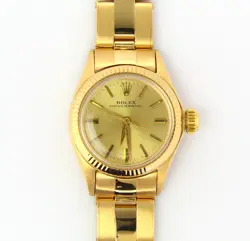 ROLEX OYSTER PERPETUAL 26 LADIES OYSTER PERPETUAL 26MM 18K YELLOW GOLD CHAMPAGNE