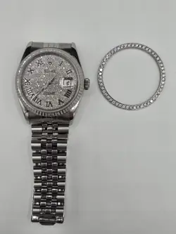 ROLEX DATEJUST 16220 SILVER JUBILEE BAND DIAMOND DIAL FROST 36MM + BEZEL