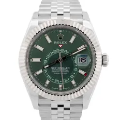 2024 NEW PAPERS ROLEX SKY-DWELLER GREEN 42MM JUBILEE 18K STAINLESS 336934 BOX