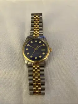 ROLEX OYSTER PERPETUAL DATEJUST WITH BLUE DIAMOND DIAL MEN'S WATCH