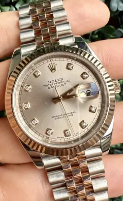 ROLEX DATEJUST 41MM 126331 STEEL ROSE GOLD SUNDUST DIAMOND DIAL JUBILEE FLUTED