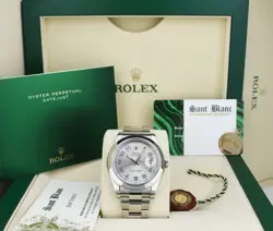 ROLEX 41MM STAINLESS STEEL DATEJUST II SILVER & BLUE ARABIC 116300 SANT BLANC