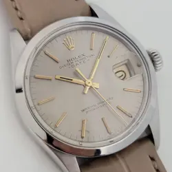 MENS ROLEX OYSTER PERPETUAL DATE REF 1500 1970S AUTOMATIC W ROLEX POUCH RA190T