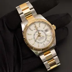 ROLEX SKY-DWELLER 326933 WATCH 42MM WHITE DIAL OYSTER TWO-TONE I BOX & PAPER