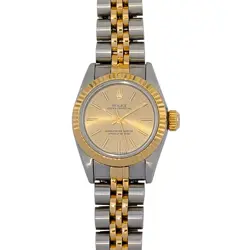 ROLEX 67193 LADY OYSTER PERPETUAL CHAMPAGNE DIAL 26MM 1994 BOX & PAPERS