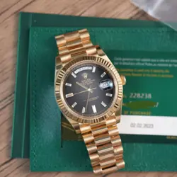 NEW 2025 ROLEX DAY-DATE 40MM 228238 PRESIDENTIAL BLACK DIAMOND BAGUETTE DIAL