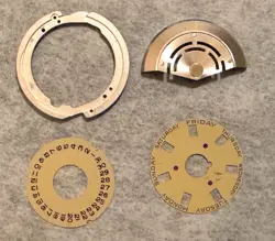 ROLEX PRESIDENT CALENDAR DISC, ROTOR AND INDICATOR SEATING. ORIGINAL FOR 18038
