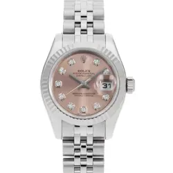 ROLEX DATEJUST 10P DIAMOND 179174G PINK D NUMBER SECOND HAND WOMEN