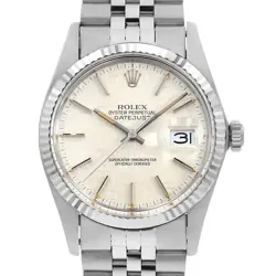 ROLEX DATEJUST 16014 SILVER MOSAIC BAR 81 NUMBER SECOND HAND MENS